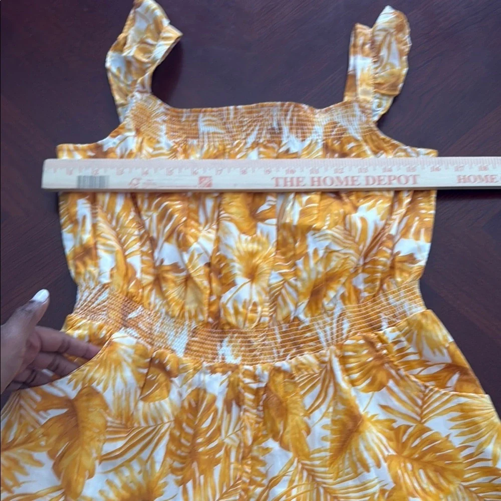 Janie and Jack Yellow and White Romper with Elastic Waist palm leaf